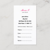 ピンクサロンの名刺(背面にアポイントメント) 予約カード (裏面)