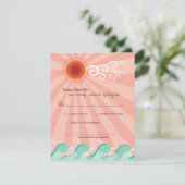 ピンクサンアンドアクアブルーウェーブスサマービーチ結婚式 出欠カード (スタンド正面)