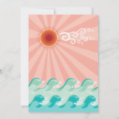 ピンクサンアンドアクアブルーウェーブスサマービーチ結婚式 招待状 (裏面)