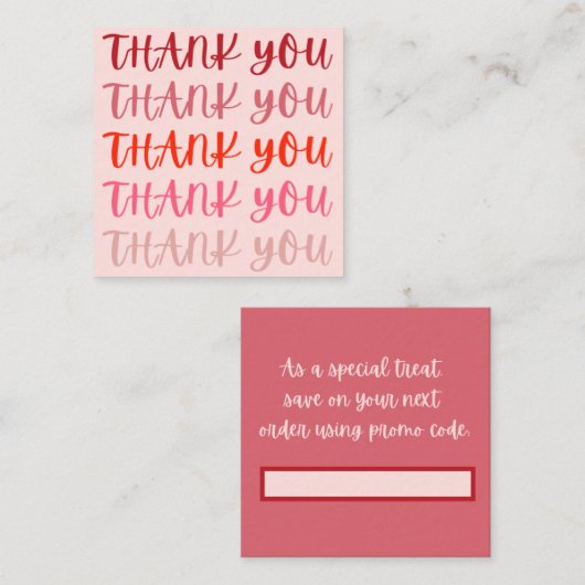 ピンクサンキューサンキューサンキューカード スクエア名刺 (正面/裏面)