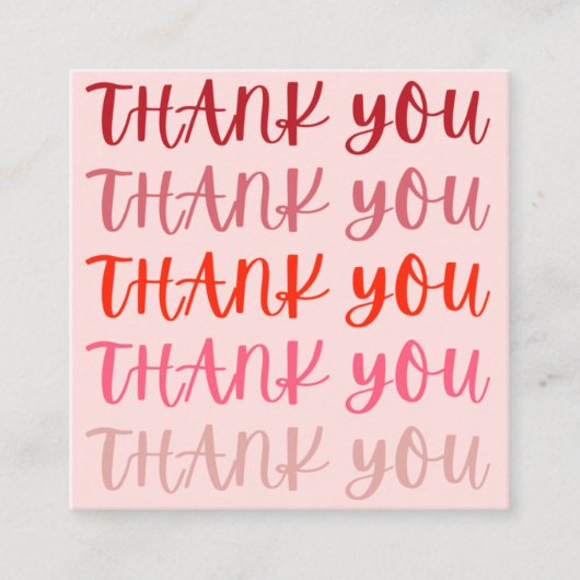 ピンクサンキューサンキューサンキューカード スクエア名刺 (正面)