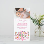 ピンクサンキューノートベビーガールフォトカードテンプレート サンキューカード (スタンド正面)