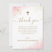 ピンクサンキューバプティスマ金ゴールドクロスガール サンキューカード (正面)