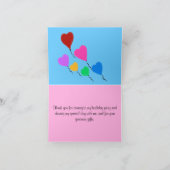 ピンクサンキューピンク誕生日ハートバルーン サンキューカード (内部)