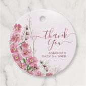 ピンクサンキューフローラベビーイン開花ガールシャワー フェイバータグ (正面)