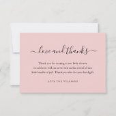 ピンクサンキューベイビーシャワーギフトパーソナライズされた サンキューカード (正面)