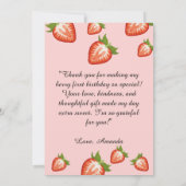 ピンクサンキューベリーマリーファースト誕生日 招待状 (裏面)