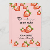 ピンクサンキューベリーマリーファースト誕生日 招待状 (正面/裏面)