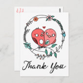 ピンクサンキューローブバードフローラリースウェッディ ポストカード (正面/裏面)