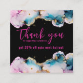 ピンクサンキュー抽象芸術ブラックエレガントビジネス スクエア名刺 (正面)