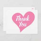 ピンクサンキュー結婚ハートズブライダルシャワー ポストカード (正面/裏面)