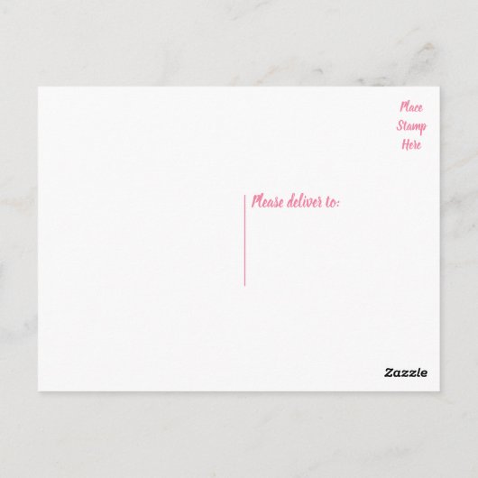 ピンクサンキュー結婚ハートズブライダルシャワー ポストカード (裏面)