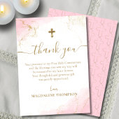 ピンクサンキュー金ゴールドクロスガールファースト通信 サンキューカード