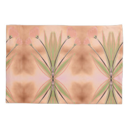 ピンクサンゴとグリーンの枕ケース 枕カバー