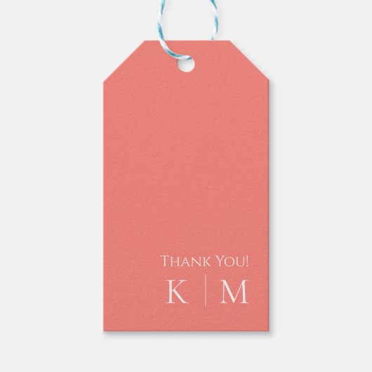 ピンクサンゴとホワイトモノグラムモダン – ギフトラベル ギフトタグ (正面)