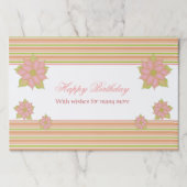 ピンクサンゴハッピーバースデーランチョンマット ペーパーパッド (正面)