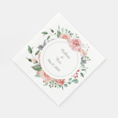 ピンクサンゴバラ結婚フローラ スタンダードランチョンナプキン (角)