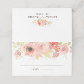 ピンクサンゴバラ葉と金ゴールドの結婚フローラ プレイスカード (外部開封)