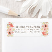 ピンクサンゴバラ葉と金ゴールドの結婚フローラ ラベル (インサイチュ)