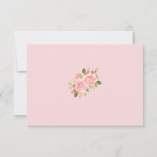 ピンクサンゴフローラと金ゴールドフレームRSVPカード 出欠カード (裏面)