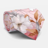 ピンクサンゴフローラ水彩植物性ネックタイ ネクタイ (ロール)