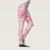 ピンクサンゴ伝統ヴィンテージバラフローラルパターン レギンス (右)