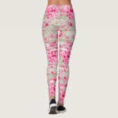 ピンクサンゴ伝統ヴィンテージバラフローラルパターン レギンス (裏面)