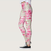 ピンクサンゴ伝統ヴィンテージバラフローラルパターン レギンス (左)