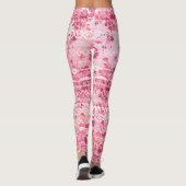 ピンクサンゴ伝統ヴィンテージバラフローラルパターン レギンス (裏面)