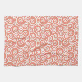 ピンクサンゴ赤面抽象芸術渦巻形のシーシェルパターン キッチンタオル (横)