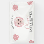 ピンクサンシャインガールベビーシャワーへようこそ 横断幕 (縦)