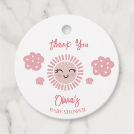 ピンクサンシャインガールベビーシャワー フェイバータグ