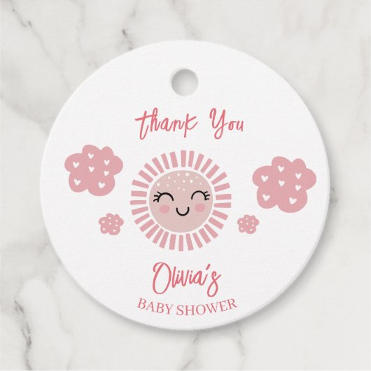 ピンクサンシャインガールベビーシャワー フェイバータグ (正面)