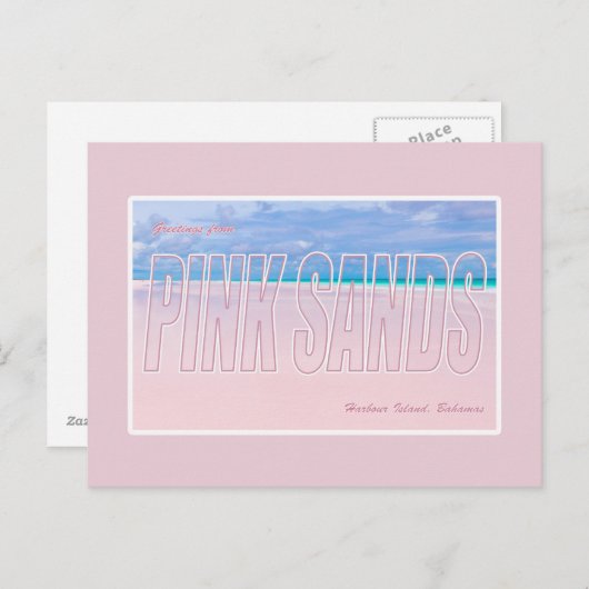 ピンクサンズ、ハーバーアイランド、バハマのはがき ポストカード (正面/裏面)