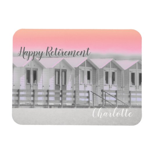 ピンクサンセットコーンワルビーチハット退職祝い マグネット (横)