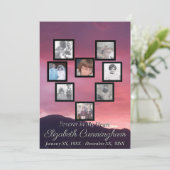 ピンクサンセットフォトコラージュハートメモリアル 招待状 (スタンド正面)