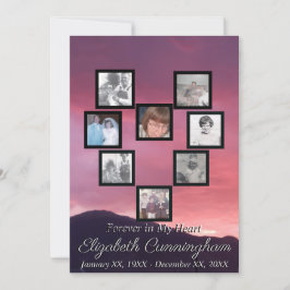 ピンクサンセットフォトコラージュハートメモリアル 招待状