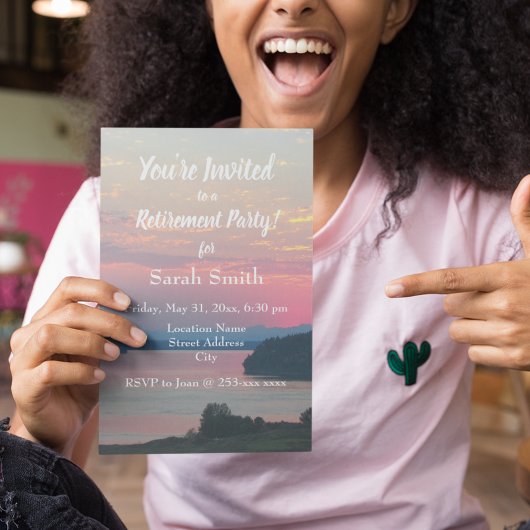 ピンクサンセットフォトリタイアメントパーティー 招待状
