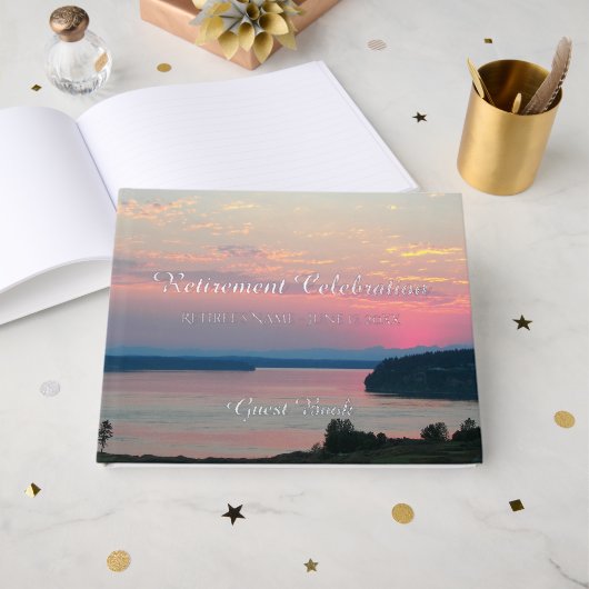 ピンクサンセットリタイアメントお祝い ゲストブック (正面見開き)