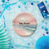 ピンクサンセット転がの波ベビーシャワー紙プレート ペーパープレート (パーティー)