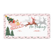 ピンクサンタのそりとトナカイのピーキングなし ラベル (正面)