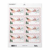 ピンクサンタのそりとトナカイのピーキングなし ラベル (フルシート)