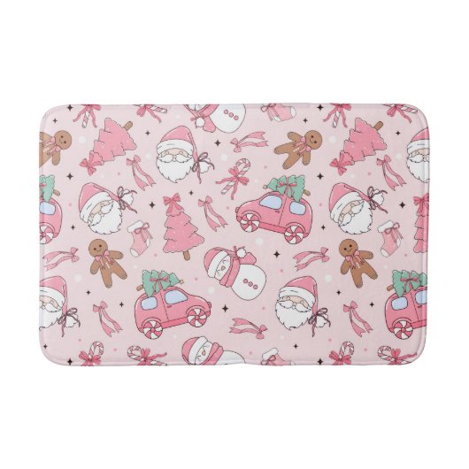 ピンクサンタのクリスマスバスマット バスマット (正面)