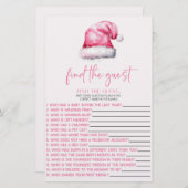 ピンクサンタはゲスト赤ちゃんシャワーゲームを見つける 便箋 (正面/裏面)