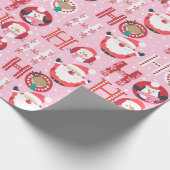 ピンクサンタアンドルドルフのクリスマスおもしろい ラッピングペーパー (角)