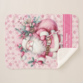 ピンクサンタガールズブランケット名前をカスタムするピンクマス シェルパブランケット (正面(横))