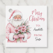 ピンクサンタクリスマスギフトラベルシール フェイバータグ (正面)