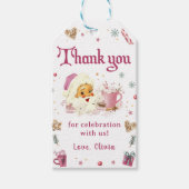 ピンクサンタクリスマスクッキー誕生日パーティー ギフトタグ (正面)