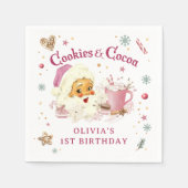 ピンクサンタクリスマスクッキー誕生日パーティー スタンダードカクテルナプキン (正面)