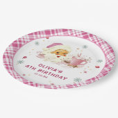 ピンクサンタクリスマスクッキー誕生日パーティー ペーパープレート (アングル)